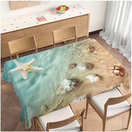 Tischdecke Outdoor Strandseestern Tischdecken Abwaschbar 3D Hülse Tischdecke Wetterfest Wasserdicht für Party Biertisch, 150x150 cm Q/P4515 Tischdecke Outdoor Strandseestern Tischdecken Abwaschbar 3D Hülse Tischdecke Wetterfest Wasserdicht für Party Biertisch, 150x150 cm Q/P4515 von Tizhweqo