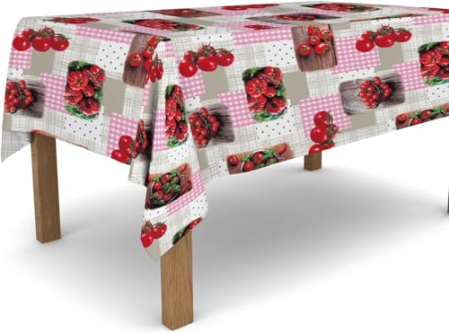 Tischdecke Outdoor Tomate Tischdecken Abwaschbar 3D Gemüse Tischdecke Wetterfest Wasserdicht für Party Biertisch, 140x140 cm Q/P3894 von Tizhweqo
