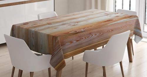Tischdecke Outdoor Vintage Holzbrett Tischdecken Abwaschbar 3D Bauernhaus Aus Holz Tischdecke Wetterfest Wasserdicht für Party Biertisch, 150x150 cm Q/P2805 von Tizhweqo