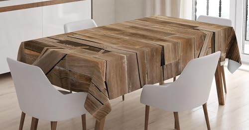 Tischdecke Outdoor Vintage Holzbrett Tischdecken Abwaschbar 3D Bauernhaus Aus Holz Tischdecke Wetterfest Wasserdicht für Party Biertisch, 90x90 cm Q/P2602 von Tizhweqo
