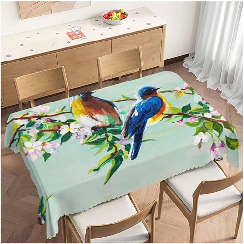 Tischdecke Outdoor Vogel Tischdecken Abwaschbar 3D Kirschblüten Tischdecke Wetterfest Wasserdicht für Party Biertisch, 140x200 cm Q/P5377 Tischdecke Outdoor Vogel Tischdecken Abwaschbar 3D Kirschblüten Tischdecke Wetterfest Wasserdicht für Party Biertisch, 140x200 cm Q/P5377 von Tizhweqo