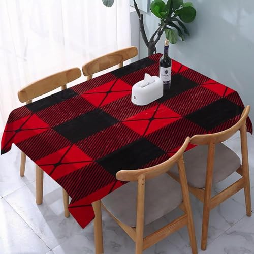 Tischdecke Outdoor Weihnachten Tischdecken Abwaschbar 3D Rotes Karomuster Tischdecke Wetterfest Wasserdicht für Party Biertisch, 90x90 cm Q.P1852 von Tizhweqo