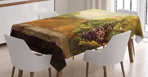 Tischdecke Outdoor Weinberg Tischdecken Abwaschbar 3D Traube Tischdecke Wetterfest Wasserdicht für Party Biertisch, 140x240 cm P/Q2944 von Tizhweqo