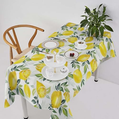 Tischdecke Outdoor Zitrone Tischdecken Abwaschbar 3D Obst Tischdecke Wetterfest Wasserdicht für Party Biertisch, 140x140 cm Q/P4184 von Tizhweqo