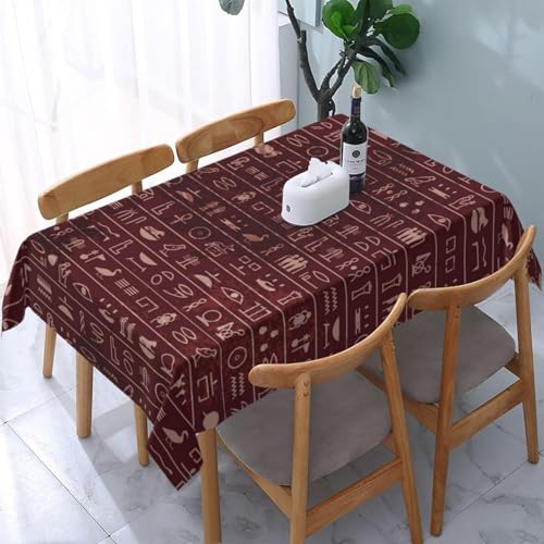 Tischdecke Outdoor ägyptisches Motiv Tischdecken Abwaschbar 3D Hieroglyphen Tischdecke Wetterfest Wasserdicht für Party Biertisch, 150x150 cm Q.P2035 von Tizhweqo