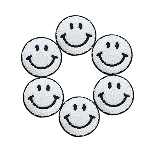 Tizikcon 6 x weiße Smiley-Gesichts-Flicken zum Aufbügeln, Happy Face, Nähapplikationen, Kleidungsabzeichen für Kleidung, Kleid, Hut, Jeans, DIY-Dekorationen (weißes Handtuch-Stil, 7,1 cm, 6 Stück) Tizikcon 6 x weiße Smiley-Gesichts-Flicken zum Aufbügeln, Happy Face, Nähapplikationen, Kleidungsabzeichen für Kleidung, Kleid, Hut, Jeans, DIY-Dekorationen (weißes Handtuch-Stil, 7,1 cm, 6 Stück) von Tizikcon