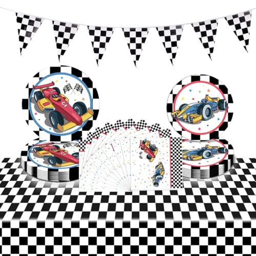 Tkcumwcz Rennwagen Partygeschirr Set für 16 Gäste –Rennwagen-Partyzubehör für Jungen– Geburtstag,Kinderparty, Motoren-Thema, Rennfahrer Fest Tkcumwcz Rennwagen Partygeschirr Set für 16 Gäste –Rennwagen-Partyzubehör für Jungen– Geburtstag,Kinderparty, Motoren-Thema, Rennfahrer Fest von Tkcumwcz