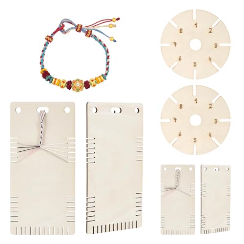 4 x Holz-Flechtscheiben für Armbänder, Weberei, Perlenschnur, Scheiben zum Basteln, geflochtenes Seil, handgefertigte Schmuckherstellung, runde Webscheibe für Armbänder 4 x Holz-Flechtscheiben für Armbänder, Weberei, Perlenschnur, Scheiben zum Basteln, geflochtenes Seil, handgefertigte Schmuckherstellung, runde Webscheibe für Armbänder von Tkidplw