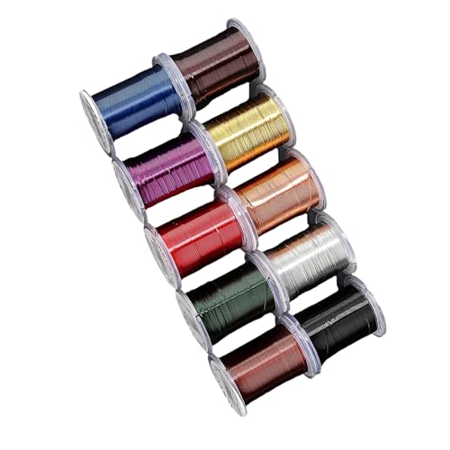 Bunter dehnbarer Perlenfaden, 10 Rollen, flexible Kristalle, Schmuckschnur für handgefertigten Schmuck, Handwerk und Projekte, flexibler Perlenfaden Bunter dehnbarer Perlenfaden, 10 Rollen, flexible Kristalle, Schmuckschnur für handgefertigten Schmuck, Handwerk und Projekte, flexibler Perlenfaden von Tkidplw