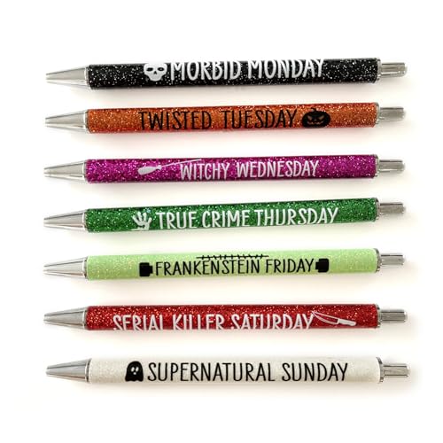 Glitzerstifte, 7 Stück, Weihnachts-Kugelschreiber, Halloween-Stift für Weihnachten, Strumpffüller, Halloween-Partyzubehör, Stifte für Erwachsene, ausgefallene für Frauen, hübsches süßes Gel von Tkidplw