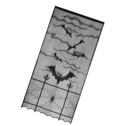 Netz-Tischläufer und rechteckiger Kaminschal für Halloween-Party-Dekoration, schwarzes Spinnennetz, Kaminschal, rechteckige Tischdecke von Tkidplw