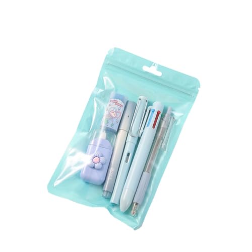 Schreibwaren für Schüler und Schule, mit mehrfarbigem Stift, einziehbarer Gelstift, Radiergummi, Korrekturband, Textmarker, multifunktionales Schreibwerkzeug, 6 Stück von Tkidplw