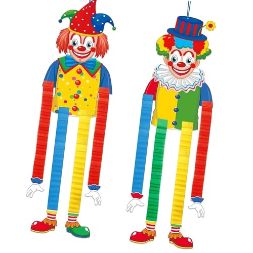 Tkidplw Papier-Clown-Hängeornamente für Geburtstag, Halloween, Motto-Partys und Klassenzimmer, Festival, Dekoration, Party, hängender Clown, 2 Stück Tkidplw Papier-Clown-Hängeornamente für Geburtstag, Halloween, Motto-Partys und Klassenzimmer, Festival, Dekoration, Party, hängender Clown, 2 Stück von Tkidplw