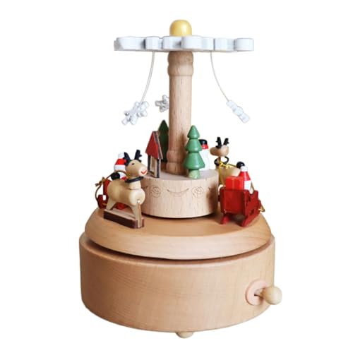 Tkidplw Vintage Spieluhr Holzfigur Drehbar Spielzug Musik Heimdekoration Ornament Weihnachten Geburtstag Geschenk Musical von Tkidplw