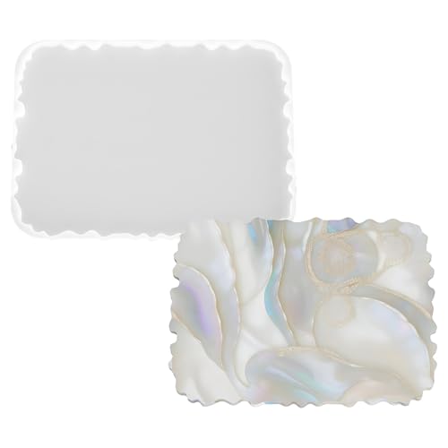 Wiederverwendbare Silikonform mit Welleneinfassung, Epoxidharz, antihaftbeschichtet, Kunstuntersetzer, Wanddekoration, Silikon-Tablett-Formen für Heimdekoration von Tkidplw