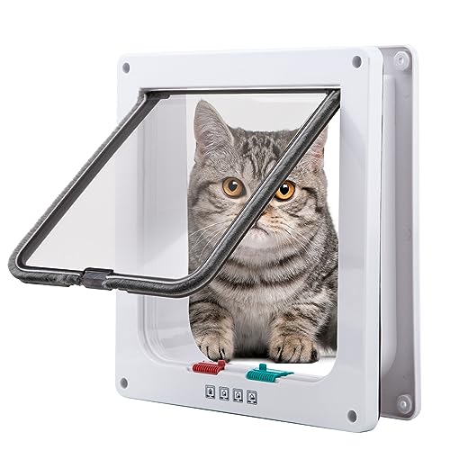 Tkoofn 4 Wege Katzenklappe, Sicherheitsverschluss Magnetverschluss Mit Wetterdichtung, für Katze, Kätzchen, kleinen Hund, Haustier - Groß Weiß Tkoofn 4 Wege Katzenklappe, Sicherheitsverschluss Magnetverschluss Mit Wetterdichtung, für Katze, Kätzchen, kleinen Hund, Haustier - Groß Weiß von Tkoofn