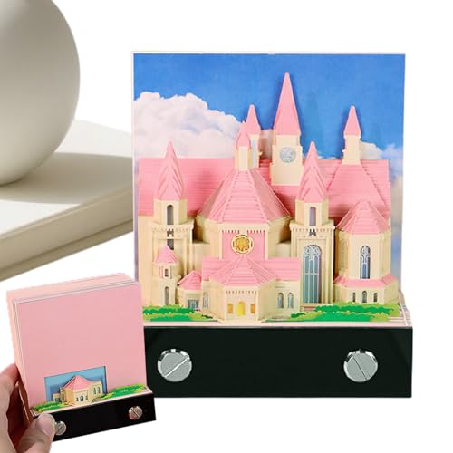 Tktouci 2026 3D Notizblock, Papierkunst 3D Kirche Notizblock, Schreibzubehör Für Kinderzimmer Wohnung Studentenzimmer Büro Reise von Tktouci