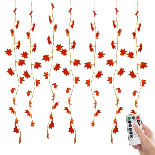 Tktouci Herbstlichterkette - USB Herbstblätter Lichterkette Mit Timer - Deko Beleuchtung Fernbedienung Ambiente 8 Modi | Innenbereich Außenbereich Wohnzimmer Schlafzimmer Büro Wanddekor von Tktouci