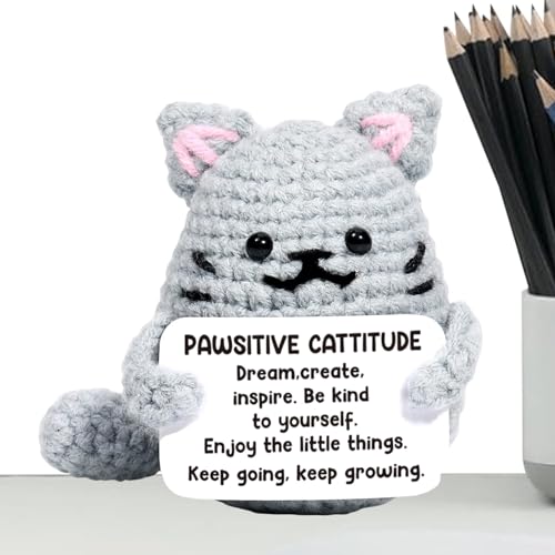 Tktouci Positive Katze – gehäkelte Tiere, Strickpuppe, Katze für Kinder, Frauen, Studenten, Freunde, Geburtstagsregal, Wohnzimmer Tktouci Positive Katze – gehäkelte Tiere, Strickpuppe, Katze für Kinder, Frauen, Studenten, Freunde, Geburtstagsregal, Wohnzimmer von Tktouci