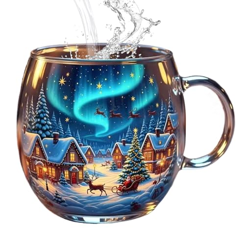 Tktouci Weihnachtsglasbecher,Weihnachtstasse Geschenkidee für Weihnachtsstrümpfe - 300ml Festliches Trinkgeschirr Für Heiße Schokolade Latte Kalte Getränke Milch Wein von Tktouci