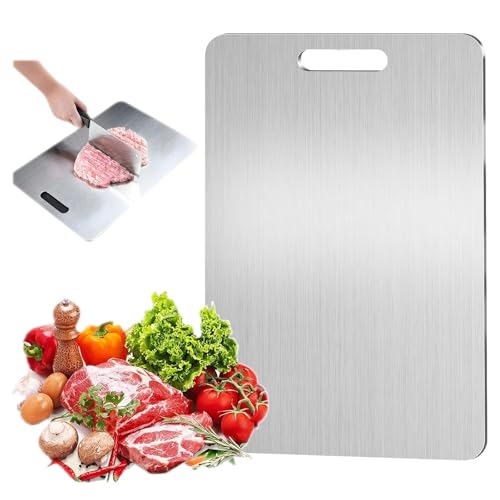 Tkxjry 34 * 23cm Schneidebrett, Dickes Metallschneidebrett, Edelstahl Arbeitsplatte Knetbrett, 304 Schneidebrett Edelstahl, Schneidbrett aus Edelstahl für Fleisch, Brot, Gemüse & Obst Tkxjry 34 * 23cm Schneidebrett, Dickes Metallschneidebrett, Edelstahl Arbeitsplatte Knetbrett, 304 Schneidebrett Edelstahl, Schneidbrett aus Edelstahl für Fleisch, Brot, Gemüse & Obst von Tkxjry