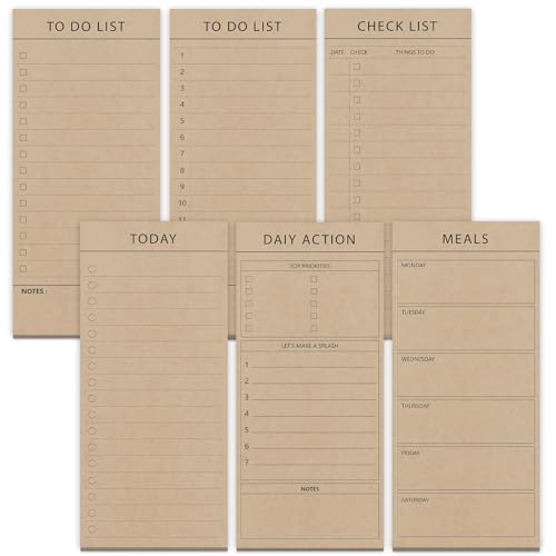 Tlenpo Magnetische Notizblöcke für den Kühlschrank: 6 moderne Notizblöcke, Einkaufslisten, Kraft-Notizblöcke, je 31 Blatt, 19 x 8,9 cm, volle magnetische Rückseite, To-Do-Liste von Tlenpo