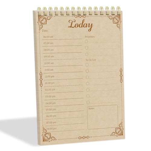 Tlenpo Tagesaufgabenlisten-Notizbuch, 60 Blatt, Vintage-Kraftpapier, 13 x 17 cm, Kalender und Organizer, Spiral-Tagesplaner, Notizbuch für Büro, Notiz- und Todo-Organisation, Retro-gelbe Linien Tlenpo Tagesaufgabenlisten-Notizbuch, 60 Blatt, Vintage-Kraftpapier, 13 x 17 cm, Kalender und Organizer, Spiral-Tagesplaner, Notizbuch für Büro, Notiz- und Todo-Organisation, Retro-gelbe Linien von Tlenpo
