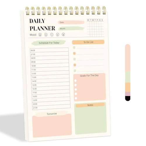 Tlenpo Tagesaufgabenlisten-Notizbuch für die Arbeit, mit 60 Blatt, 13 x 17,8 cm, Produktivitätsplaner, To-Do-Liste, Notizblock, Spiral-Tagesplaner, Notizbuch, geeignet für Büro, Notiz- und Tlenpo Tagesaufgabenlisten-Notizbuch für die Arbeit, mit 60 Blatt, 13 x 17,8 cm, Produktivitätsplaner, To-Do-Liste, Notizblock, Spiral-Tagesplaner, Notizbuch, geeignet für Büro, Notiz- und von Tlenpo