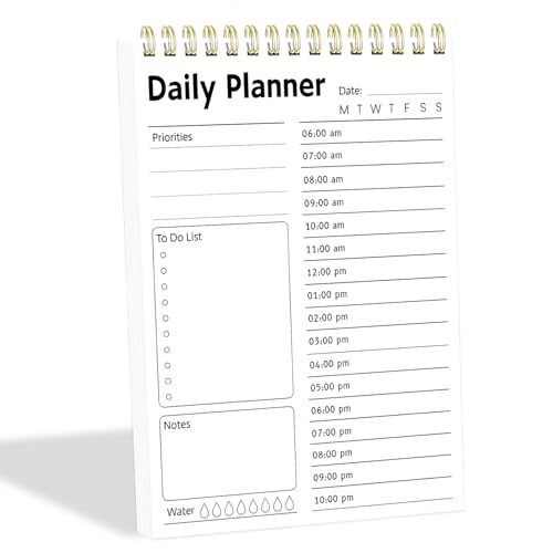 Tlenpo Tagesaufgabenlisten-Notizbuch für die Arbeit, mit 60 Blatt, 13 x 17,8 cm, Produktivitätsplaner, To-Do-Liste, Notizblock, Spiral-Tagesplaner, Notizbuch, geeignet für Büro, Notiz- und von Tlenpo