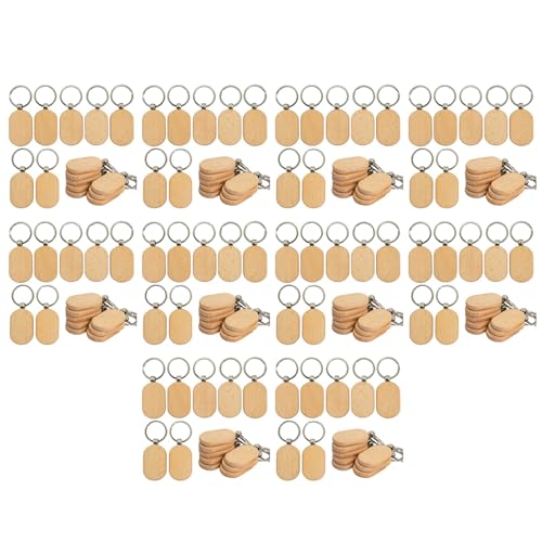 Tlily Schlüsselanhänger aus unbehandeltem Holz, zum Basteln, blanko Schlüssel, Holzgravur, 200 Stück von Tlily
