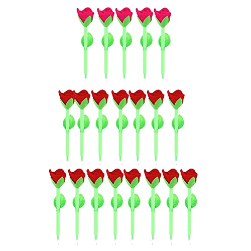 Tlilyy 24 Stück Gefüllte Rosenblüten-Kugelschreiber -Stifte Zuverlässige -Plüsch-Blumenstrauß-Stifte von Tlilyy