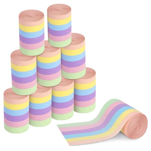 Tlswshsy 12 Rollen pastellfarbene Krepppapier-Luftschlangen, 120 m, rote Macaron-Krepp-Luftschlangen, 6 Farben, Oster-Papier-Luftschlangen, Dekoration für Hochzeit, Geburtstag, Babyparty, Party von Tlswshsy