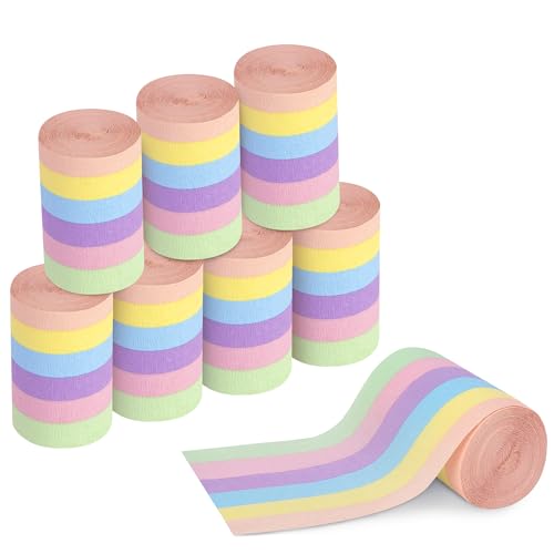 Tlswshsy 8 Rollen pastellfarbene Krepppapier-Luftschlangen, 79,9 m, rote Macaron-Krepp-Luftschlangen, 6 Farben, Oster-Papier-Luftschlangen, Dekoration für Hochzeit, Geburtstag, Babyparty, Party von Tlswshsy