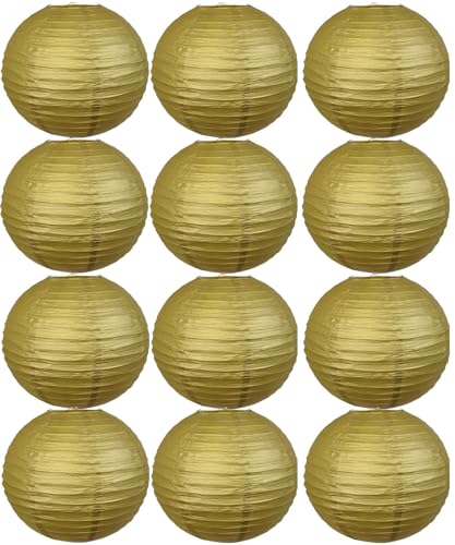 Tmade 12 Stück 10 cm goldene Papier Laternen für Geburtstag, Babyparty, Hochzeit, Party, Garten, Heimdekoration Tmade 12 Stück 10 cm goldene Papier Laternen für Geburtstag, Babyparty, Hochzeit, Party, Garten, Heimdekoration von Tmade