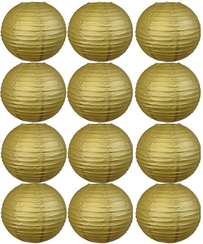 Tmade 12 Stück 30 cm goldene Papier Laternen für Geburtstag, Babyparty, Hochzeit, Party, Garten, Heimdekoration Tmade 12 Stück 30 cm goldene Papier Laternen für Geburtstag, Babyparty, Hochzeit, Party, Garten, Heimdekoration von Tmade