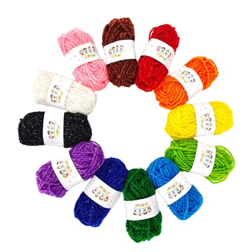 12 Farben Häkelgarn 4ly Farbenfrohe Garn Handstrickgarn Weiches Garn Leicht Zu Verwenden Für Hutdecke Schals von Tmboryuu