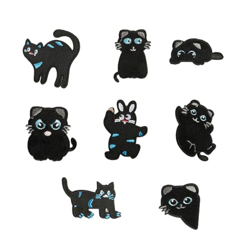 8 PCs Cartoon Cats Applique Flecken Schöne Kätzcheneisen Auf Flecken Bestickte Reparatur Nähen Auf Cartoon Bestickter Eisen Katzen Nähen von Tmboryuu