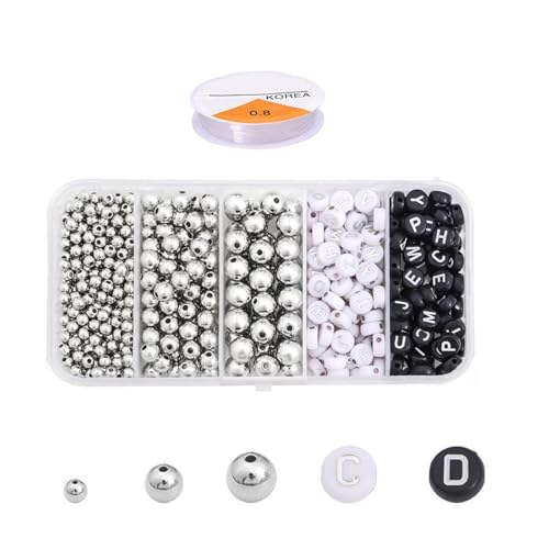 Bastelperlen Gold Silber Round Spacer Perlen Buchstaben Perlen Harz Perlen Handwerksvorräte Für Armband Halskette Schmuck Herstellung von Tmboryuu