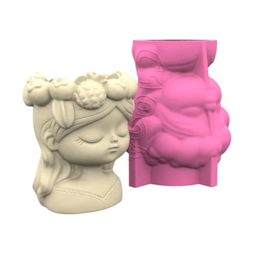 Flexible Silikon Pflanzer Töpfe Schimmel Für Handwerk Von Mädchen Kopfzement Handwerk Wiederverwendbare Sukkulenten Blumenpot Dekoration Form von Tmboryuu
