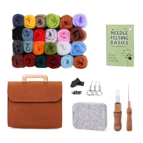 Tmboryuu 24 Farbwolle Felted Set Nadel Feltze Vorräte Für Anfänger Mit Filzennadelanweisung Wolle Roving Holzgriff Tmboryuu 24 Farbwolle Felted Set Nadel Feltze Vorräte Für Anfänger Mit Filzennadelanweisung Wolle Roving Holzgriff von Tmboryuu