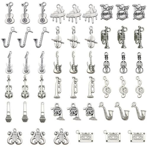 Tmboryuu 51 PCS Music Charm Musical Instrument Anhänger Mit Loch Für Armbänder Halskette Schmuckzubehör Machen Tmboryuu 51 PCS Music Charm Musical Instrument Anhänger Mit Loch Für Armbänder Halskette Schmuckzubehör Machen von Tmboryuu