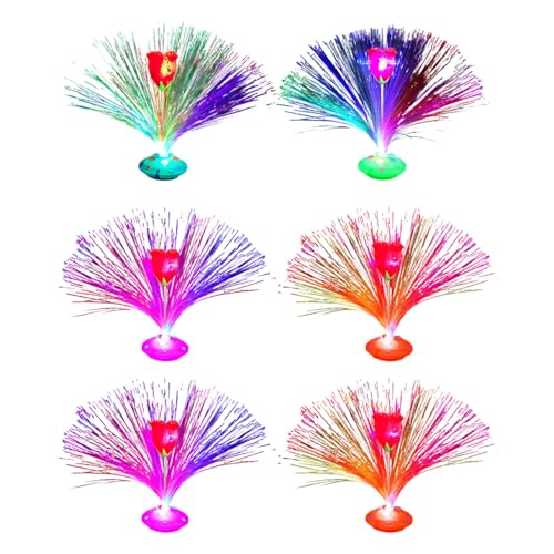 Tmboryuu 6pcs Rose Blumenfaser Licht Faserfarbe Wechselnde Lampe Für Einzelhandel Displays Hochzeit Home Party Dekoration Home Dekoration LED von Tmboryuu