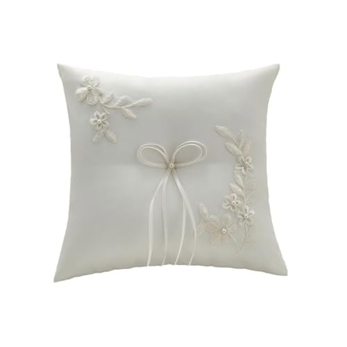 Tmboryuu Eheringe Träger Kissen Bögen Dekoration Perlen Bögen Kissen Weiße Hochzeitsprops Elegante Trägerkissen Dekore Dekorative Blumenhalter von Tmboryuu