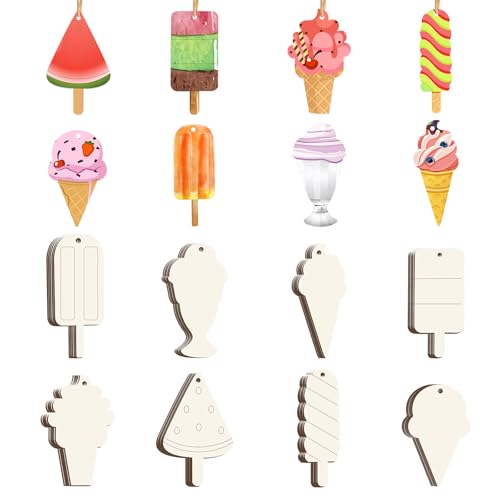 Tmflexe 40 Stück Eiscreme, unlackiertes Holz, 8 Stile, Ornamente, zum Basteln, bemalbar, blanko, zum Aufhängen, Holzscheiben für Sommer, Geburtstag, Pool, Party, Dekorzubehör Tmflexe 40 Stück Eiscreme, unlackiertes Holz, 8 Stile, Ornamente, zum Basteln, bemalbar, blanko, zum Aufhängen, Holzscheiben für Sommer, Geburtstag, Pool, Party, Dekorzubehör von Tmflexe