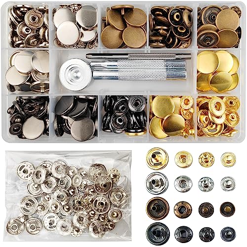 90 Sets Druckknopf Set, 17 mm 4 Farben Druckknöpfe aus Messing, Metall Druckknöpfe mit Fixierwerkzeug Kit für Nähen, Leder, Kleidung, Jacken, Jeans trägt, Brieftasche, Handtasche 90 Sets Druckknopf Set, 17 mm 4 Farben Druckknöpfe aus Messing, Metall Druckknöpfe mit Fixierwerkzeug Kit für Nähen, Leder, Kleidung, Jacken, Jeans trägt, Brieftasche, Handtasche von TmppDeco