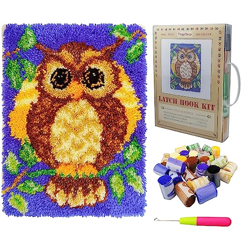 TmppDeco Eulen-Knüpfhaken-Set für Erwachsene und Kinder – DIY-Knüpfhaken, Teppichherstellungs-Set für Anfänger (38,1 x 50,1 cm) von TmppDeco