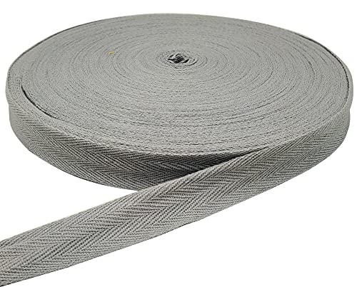 45,7 m Fischgrätenband, Baumwoll-Twill-Band zum Nähen, natürliches Gurtband, Schrägband für DIY Handwerk (grau, 1,9 cm) von Tnailnaha