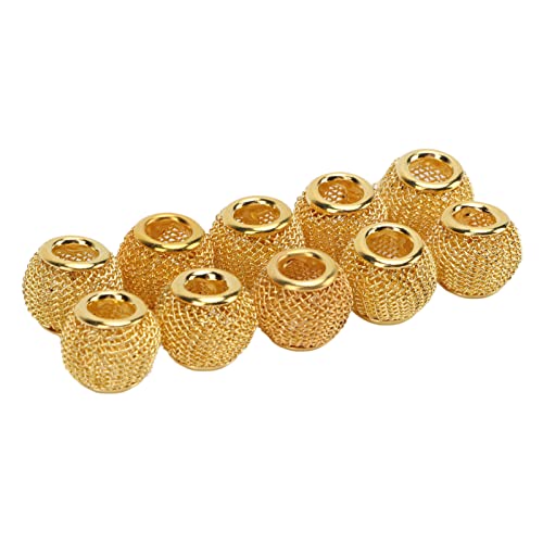 10 Goldene Kugelperlen, Mesh Hollow Spacer Perlen Runde Formballperlen für Schmuckherstellung, Voller Lustiger, Vergoldeter Perlen, 10x12 Mm, 4,5 Mm Lochgröße, Bastelprojekte, Alloy -Abstandshalter von Tnfeeon