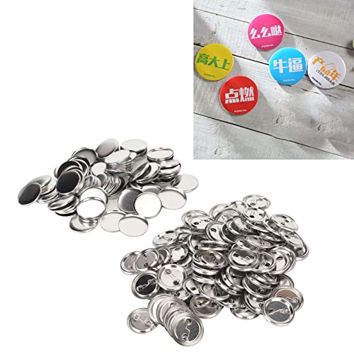 100 Sets Blanko-Knopfherstellungszubehör Runde Abzeichen Knopfteile Metallknopf-Pin-Abzeichen-Kit für Knopfherstellungsmaschine, Einschließlich Metallschalen-Rückabdeckung und (37MM) von Tnfeeon