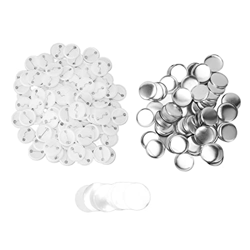 100 -Sets -Taste, Runde Abzeichen Leere Knopfstifte Enthält Plastik -Taste -Metall -Coverclear -Film und Leere Pape (32MM) von Tnfeeon